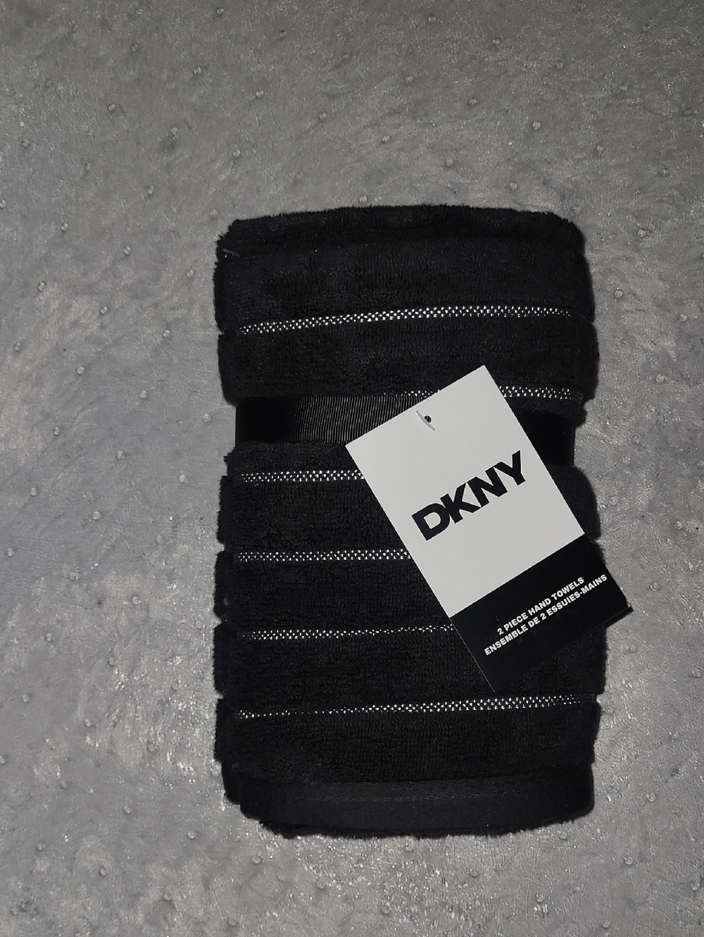 DKNY Black Striped Hand Towel Set